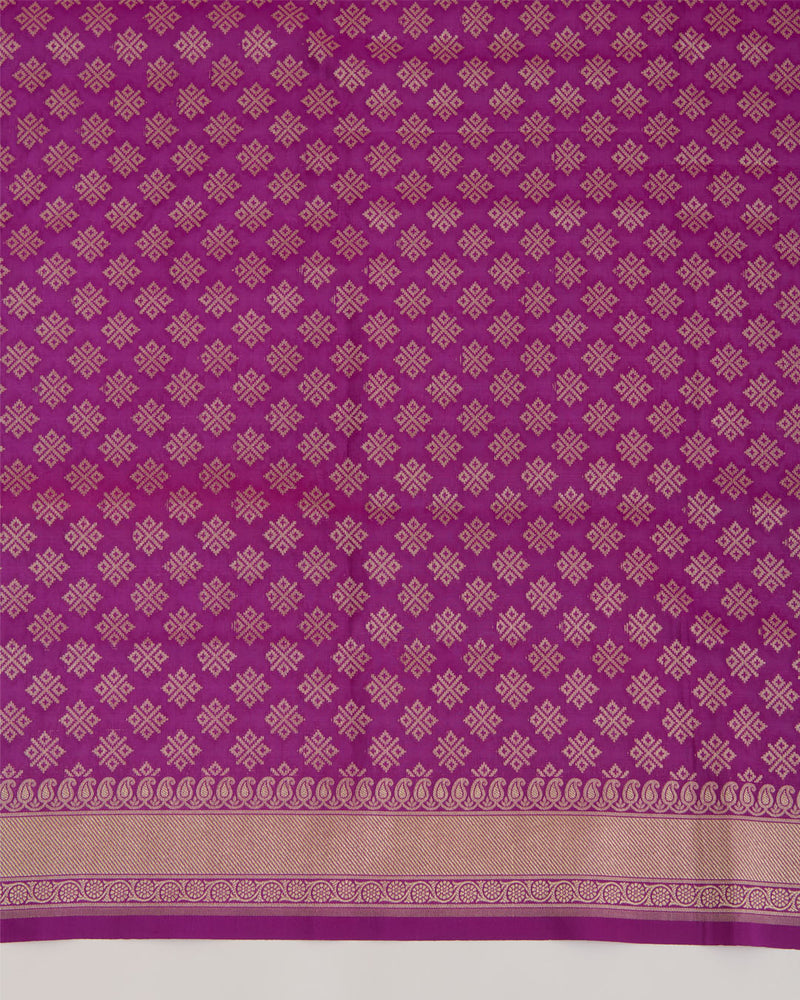 Purple Silk Handwoven Gold Buta Dupatta