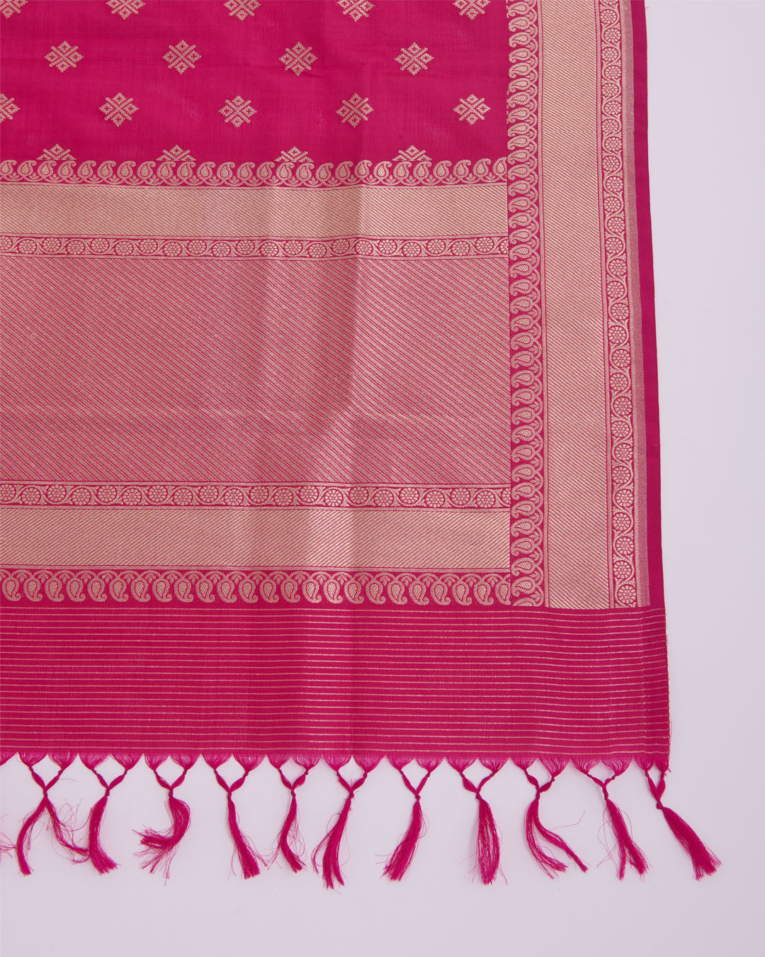 Pink Silk Hand Woven Gold Buta Dupatta