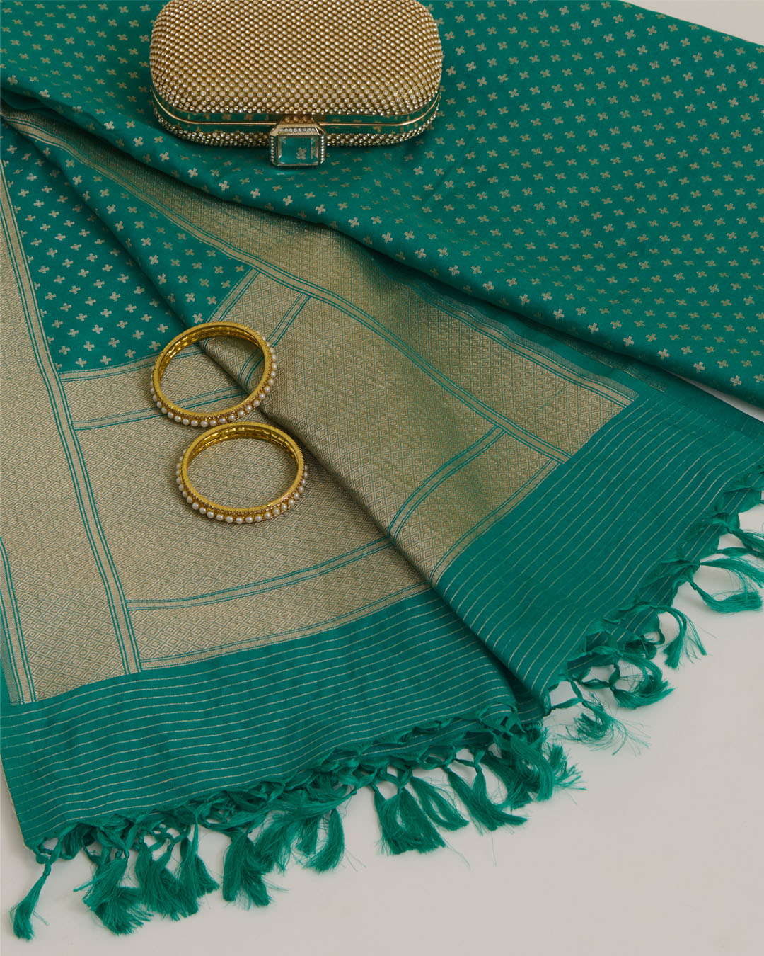 Rama  Silk Hand Woven Gold Buta Dupatta
