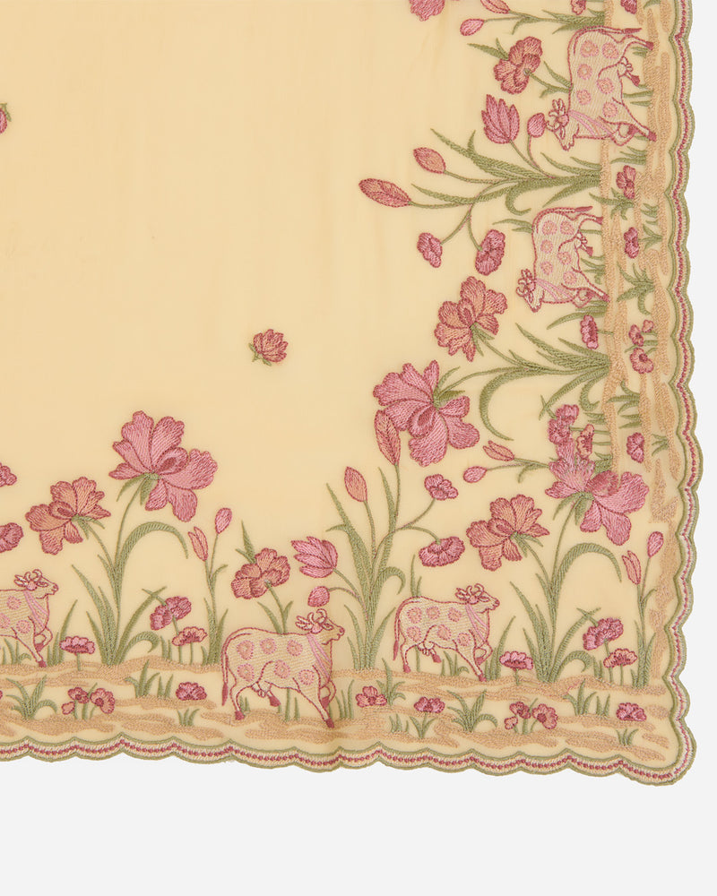 Yellow Semi Georgette Dupatta with Kashmiri Embroidery