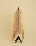 Yellow Semi Georgette Dupatta with Kashmiri Embroidery
