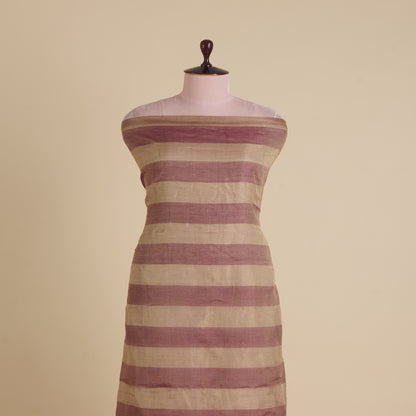 Maroon Silk Tissue Handloom Checks Woven Fabric