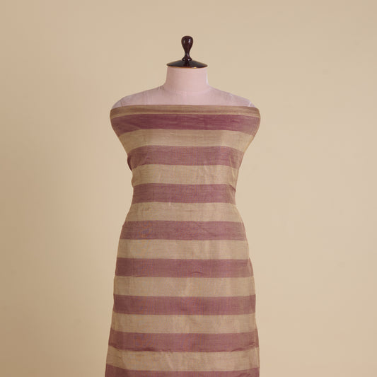 Maroon Silk Tissue Handloom Checks Woven Fabric