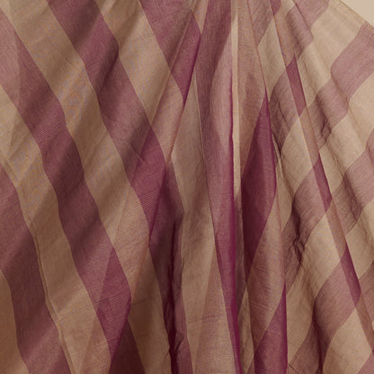 Maroon Silk Tissue Handloom Checks Woven Fabric