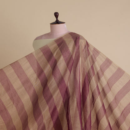 Maroon Silk Tissue Handloom Checks Woven Fabric