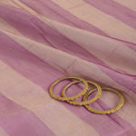Mauve Silk Tissue Handloom Checks Woven Fabric