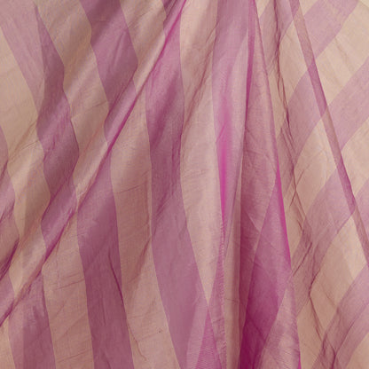 Mauve Silk Tissue Handloom Checks Woven Fabric