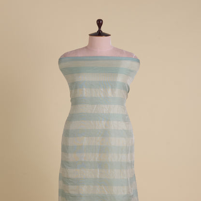 Powder Blue Silk Tissue Handloom Checks Woven Fabric