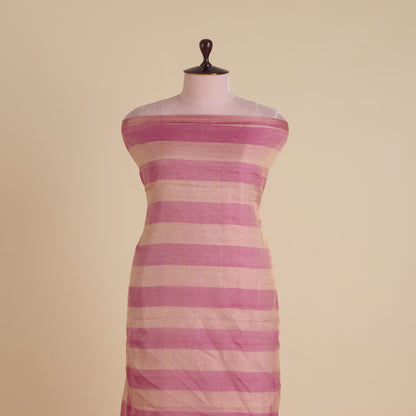 Rani Pink Silk Tissue Handloom Checks Woven Fabric