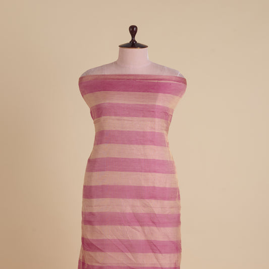 Rani Pink Silk Tissue Handloom Checks Woven Fabric