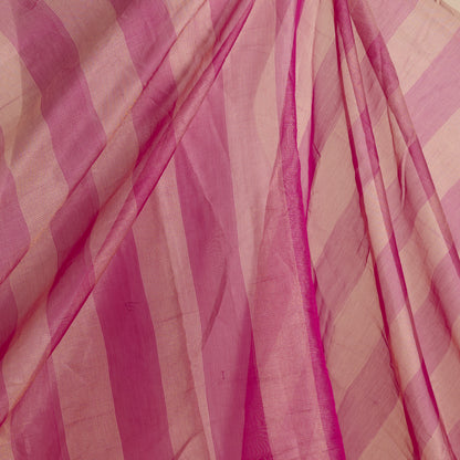 Rani Pink Silk Tissue Handloom Checks Woven Fabric