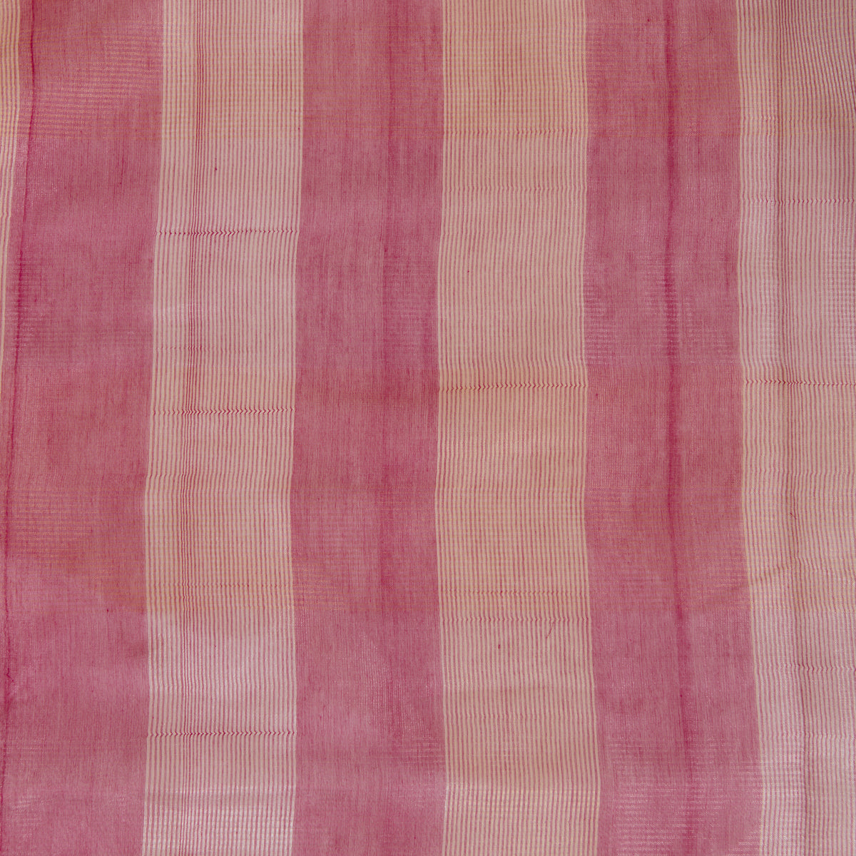 Tomato Red Silk Tissue Handloom Checks Woven Fabric