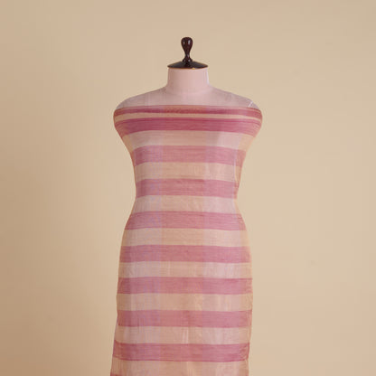 Tomato Red Silk Tissue Handloom Checks Woven Fabric