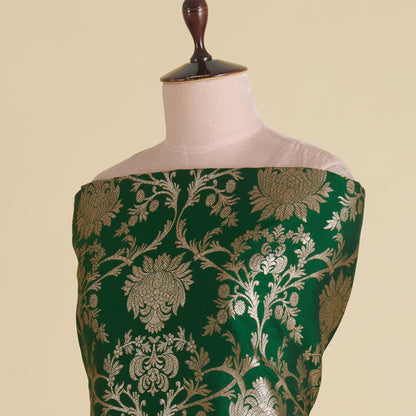 Dark Green Silk Gold Zari Manikeri Kurta Pant Fabric