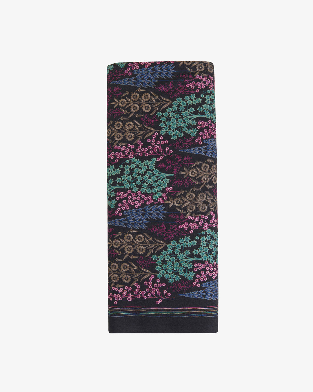 Spun Tussar Multi Resham Embroidery Fabric – Black