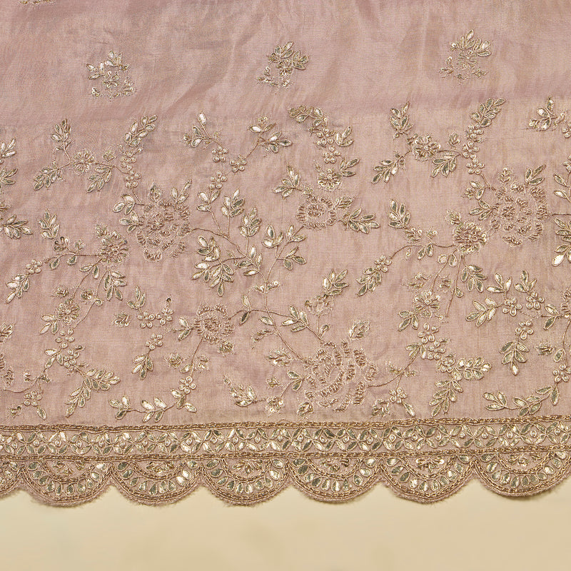 Beige Colour Silk tissue kurta with zardozi