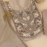Beige Gold Silk Tissue Jacquard Kurta with Zardozi & Sequin Work