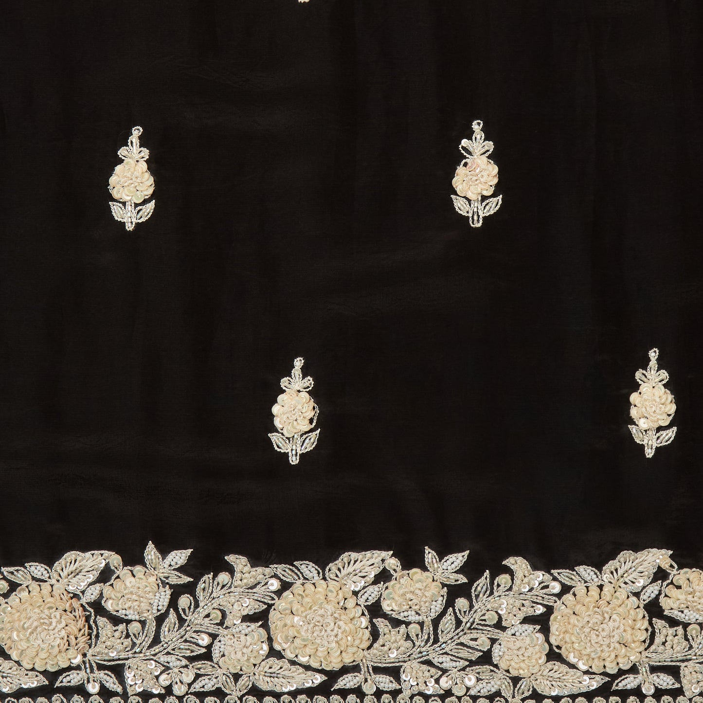 Black Organza Kurta Set with Sequin & Cutdana Heavy Jaal