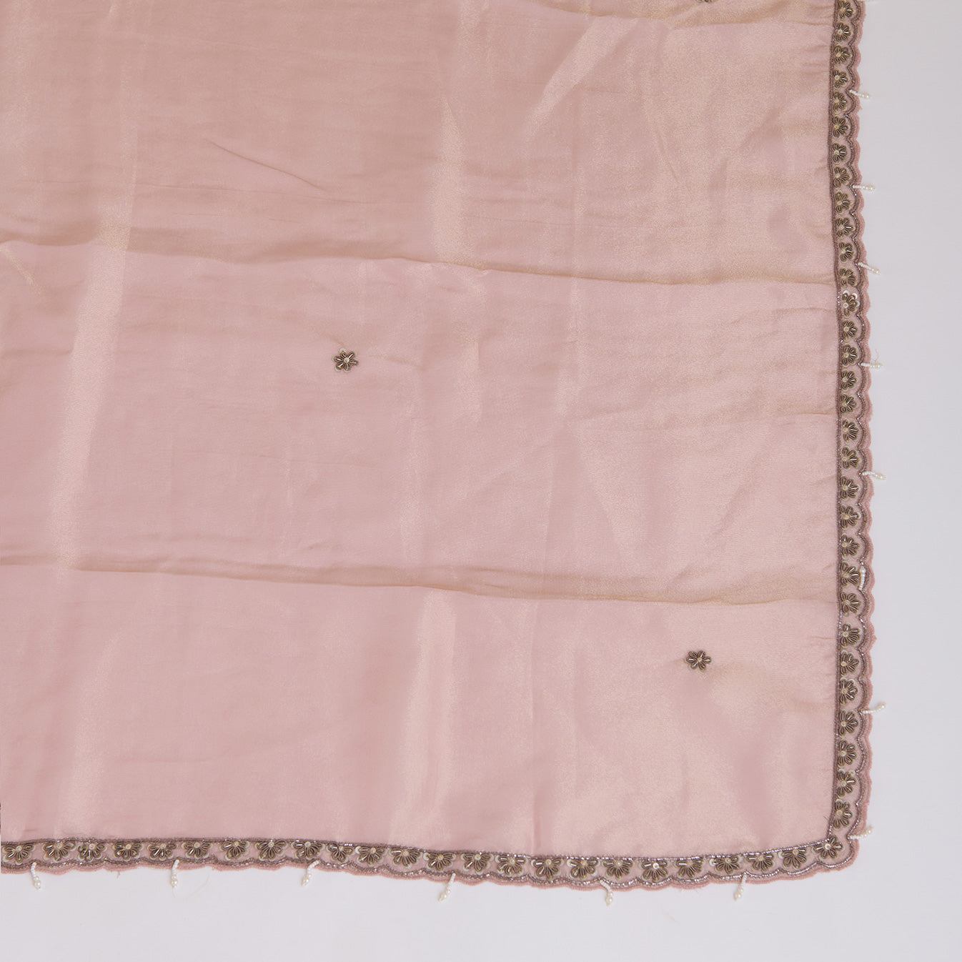 Dusty Pink Silk Tissue Jacquard Kurta Set with Zardozi Work