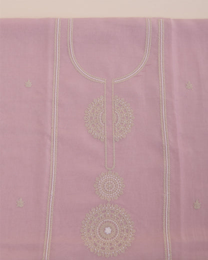 Pink Shimmer Tissue Suit with Embroidery, Zari Dupatta & Shantoon Bottom