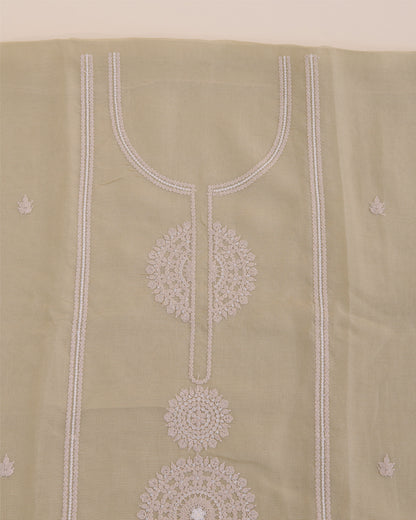 Pista Green Shimmer Tissue Suit with Embroidery & Zari Dupatta
