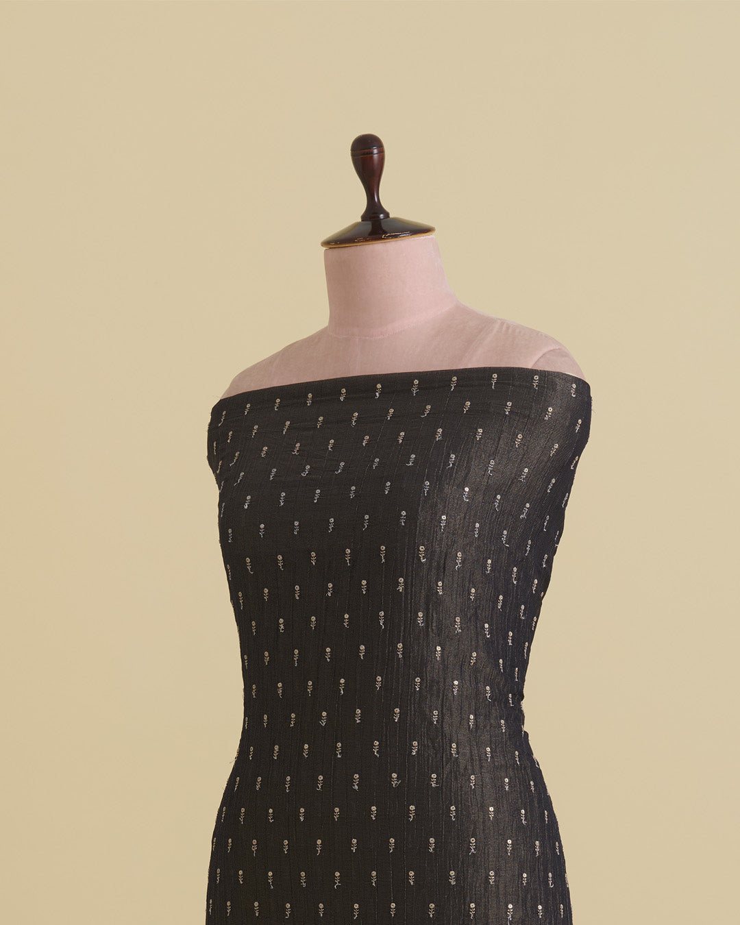 Tissue Kasab Zari & Sequins Buti Embroidery Fabric – Dusty Brown