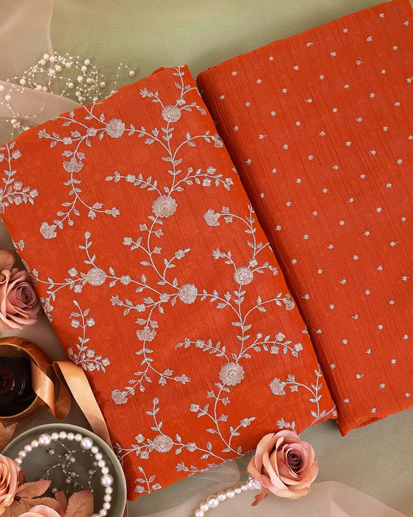 Tissue Kasab Zari Sequin Embroidered Jaal Fabric