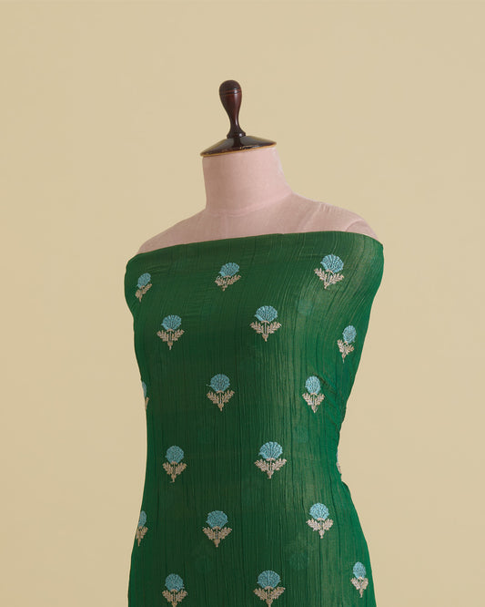 Tissue Kasab Zari Buta Embroidery Fabric – Green