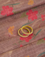 Tussar Self Checks Printed Fabric – Brown