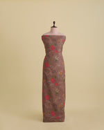 Tussar Self Checks Printed Fabric – Brown