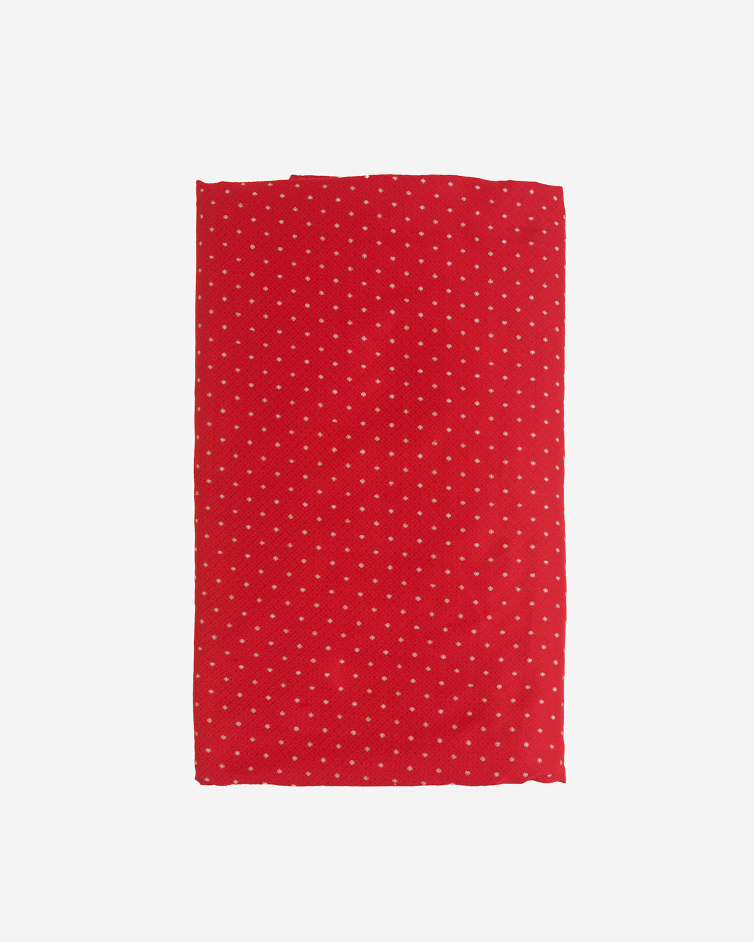Blood Red Tanchoi Gold Silver Dots Woven