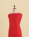 Blood Red Tanchoi Gold Silver Dots Woven