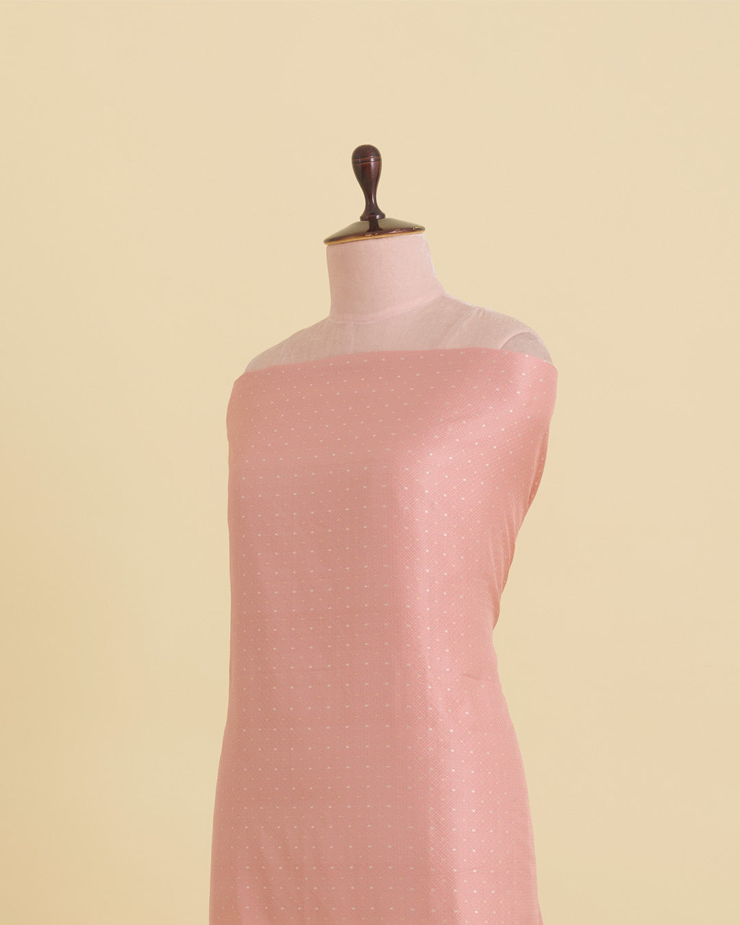 Light Peach Tanchoi Gold/Silver Dots Woven