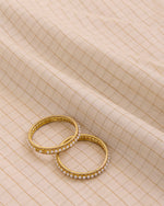 Natural Tussar Gold Checks Woven Fabric
