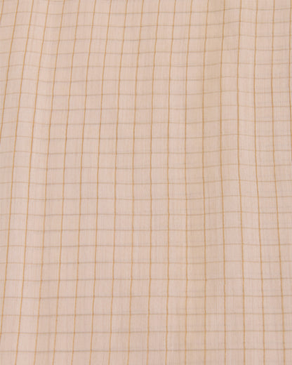Natural Tussar Gold Checks Woven Fabric