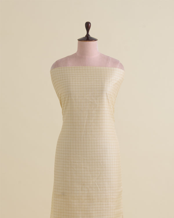 Natural Tussar Gold Checks Woven Fabric