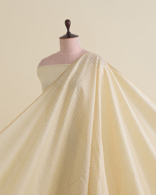 Natural Tussar Gold Checks Woven Fabric