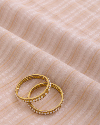 Natural Tussar Tissue Self Stripes Fabric
