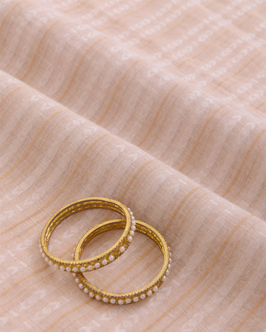 Natural Tussar Tissue Self Stripes Fabric