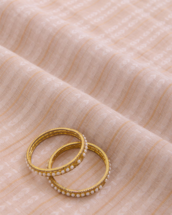 Natural Tussar Tissue Self Stripes Fabric