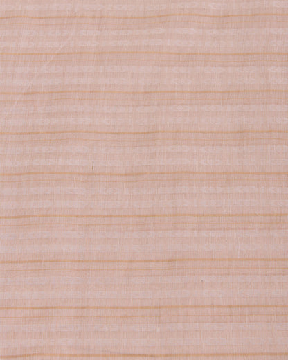 Natural Tussar Tissue Self Stripes Fabric