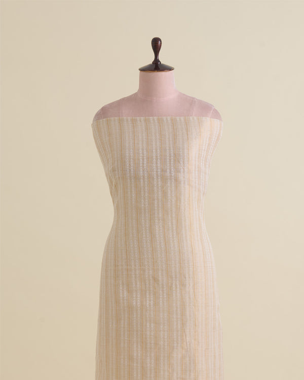 Natural Tussar Tissue Self Stripes Fabric