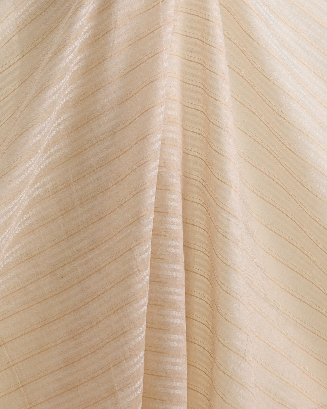 Natural Tussar Tissue Self Stripes Fabric