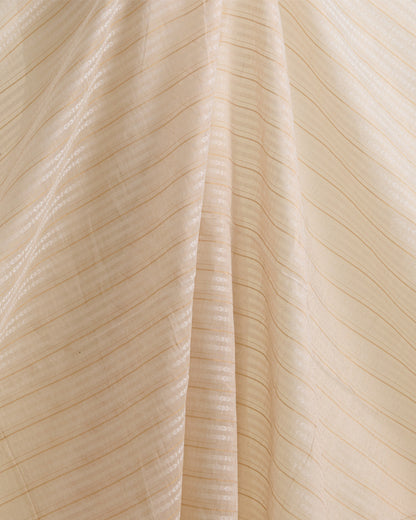 Natural Tussar Tissue Self Stripes Fabric