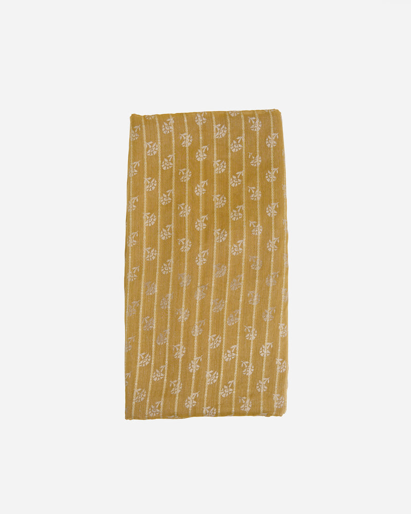 Yellow Tissue Fabric with Gold Stripes and Kadi Print