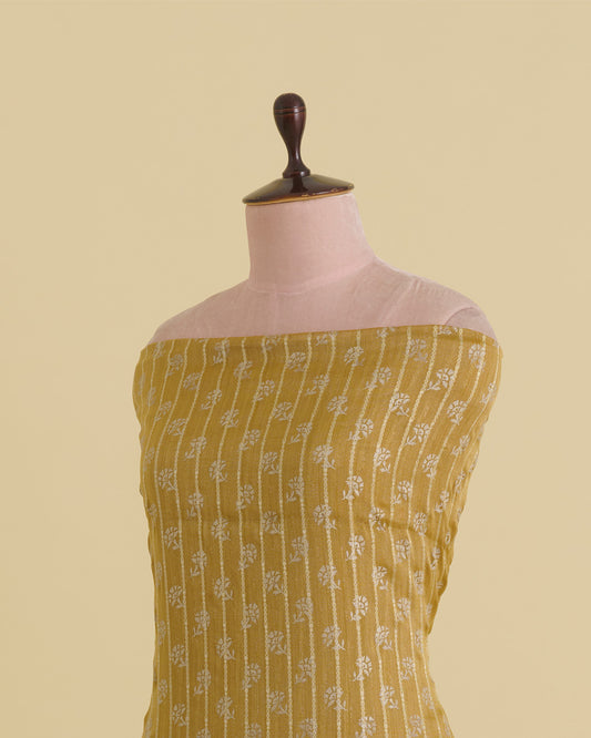 Yellow Tissue Fabric with Gold Stripes and Kadi Print