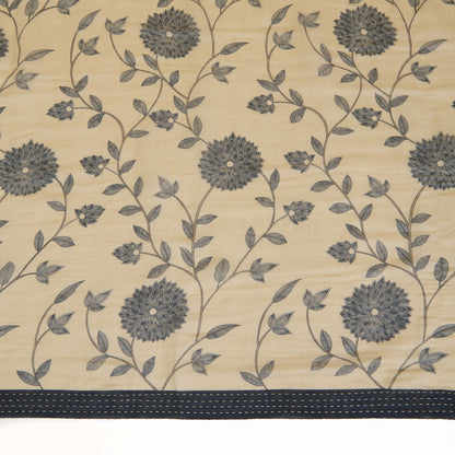 Beige Blue Tussar Silk Printed Dupatta with Katha Work