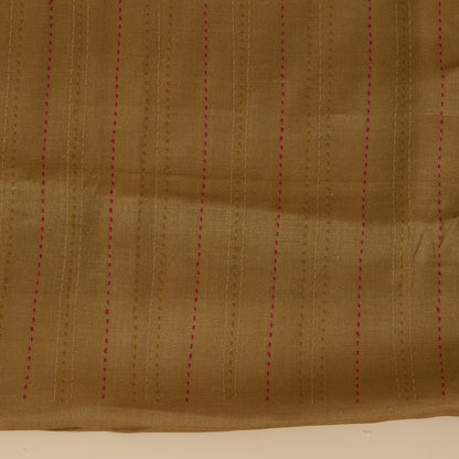 Beige Red Tussar Silk Katha Stitch Embroidered Suit