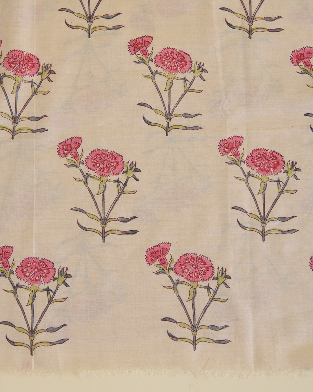 Munga Tussar Mughal Print Kurta with Dupatta & Plain Cotton Silk Suit Piece Beige/Multicolor