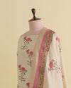 Munga Tussar Mughal Print Kurta with Dupatta & Plain Cotton Silk Suit Piece Beige/Multicolor